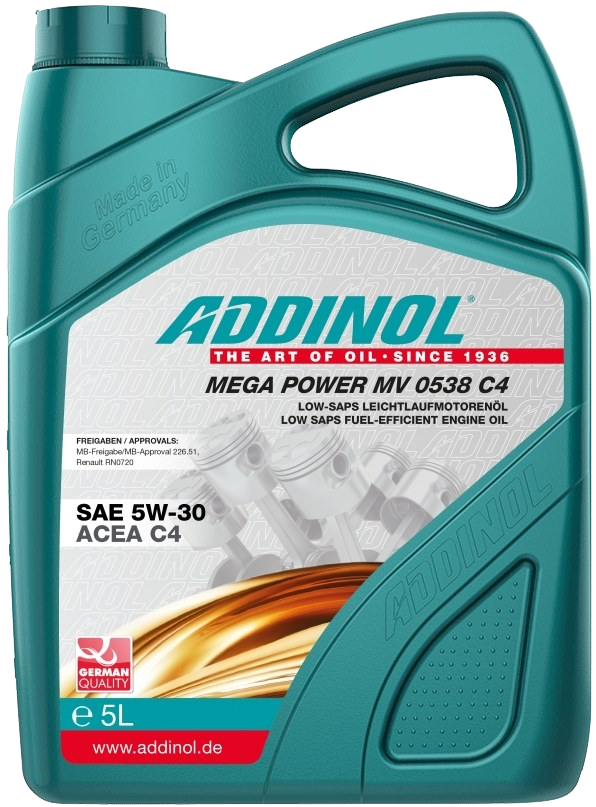 Моторное масло Addinol Mega Power MV 0538 C4 5W-30, 5л (Addinol: 4014766241245)